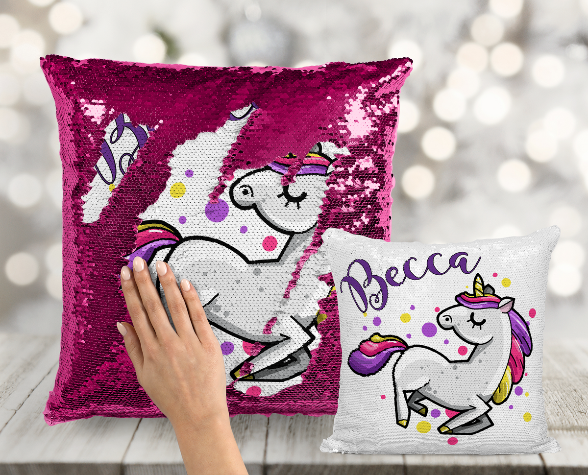 Unicorn sequin pillow orders personalized