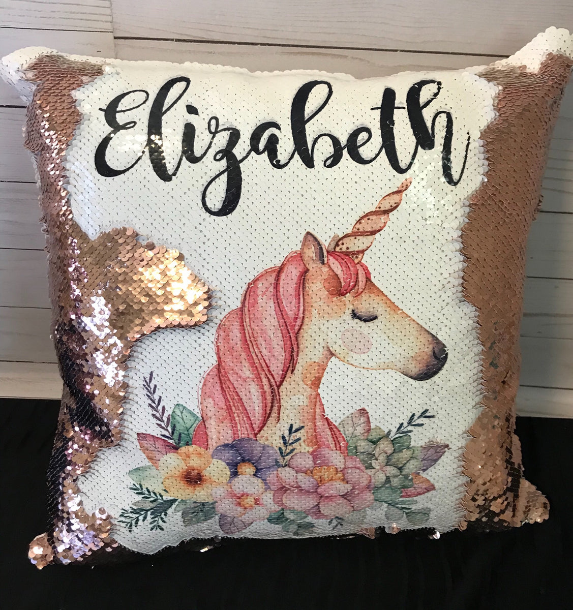 Floral Cow Sequin Pillow - INCLUDES INSERT CUSHION - Personalized Farm –  Happy Camper Creations TX