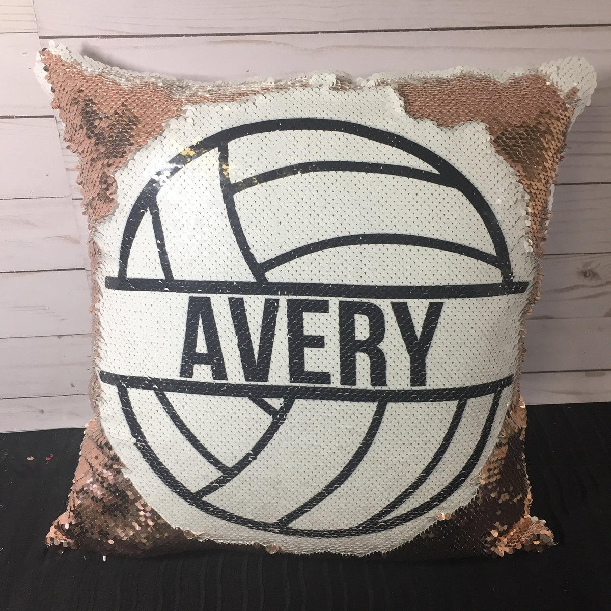 Split Volleyball Custom Sequin Pillow INCLUDES INSERT CUSHION Pers Happy Camper Creations TX