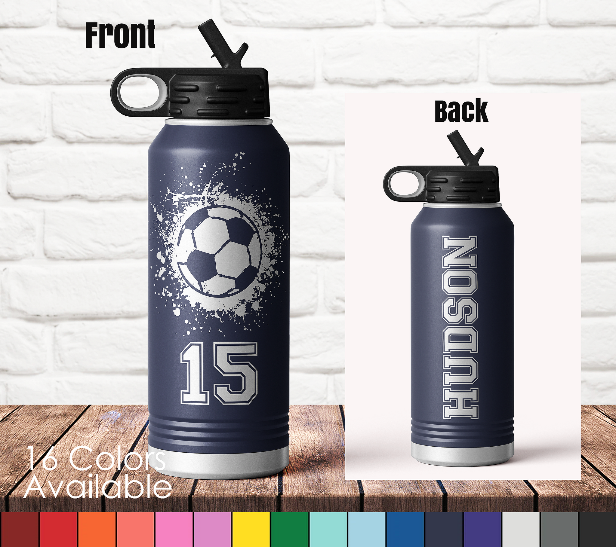 Custom 32 Oz Water Bottle Tumbler, Water Bottle With Lid and Straw