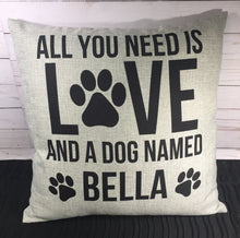 Love and a Dog Custom 18” Burlap Pillow