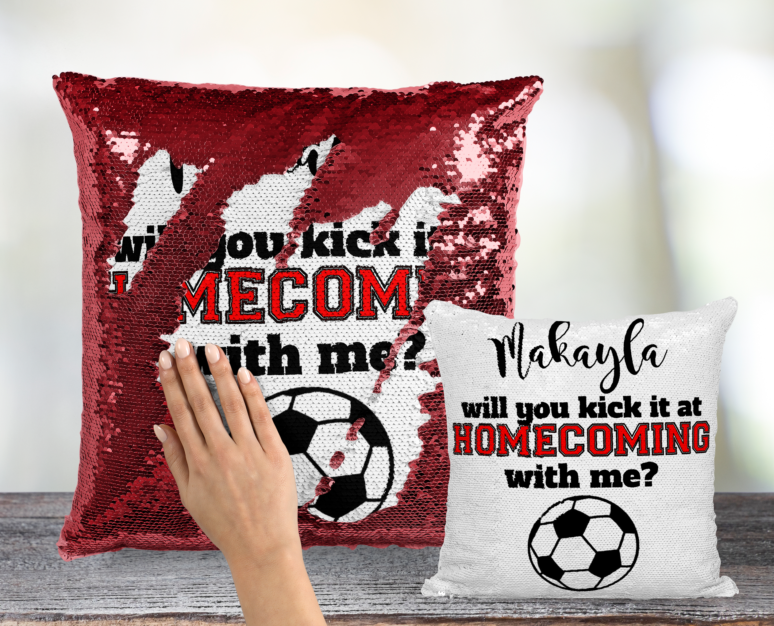 Sequin soccer outlet pillow