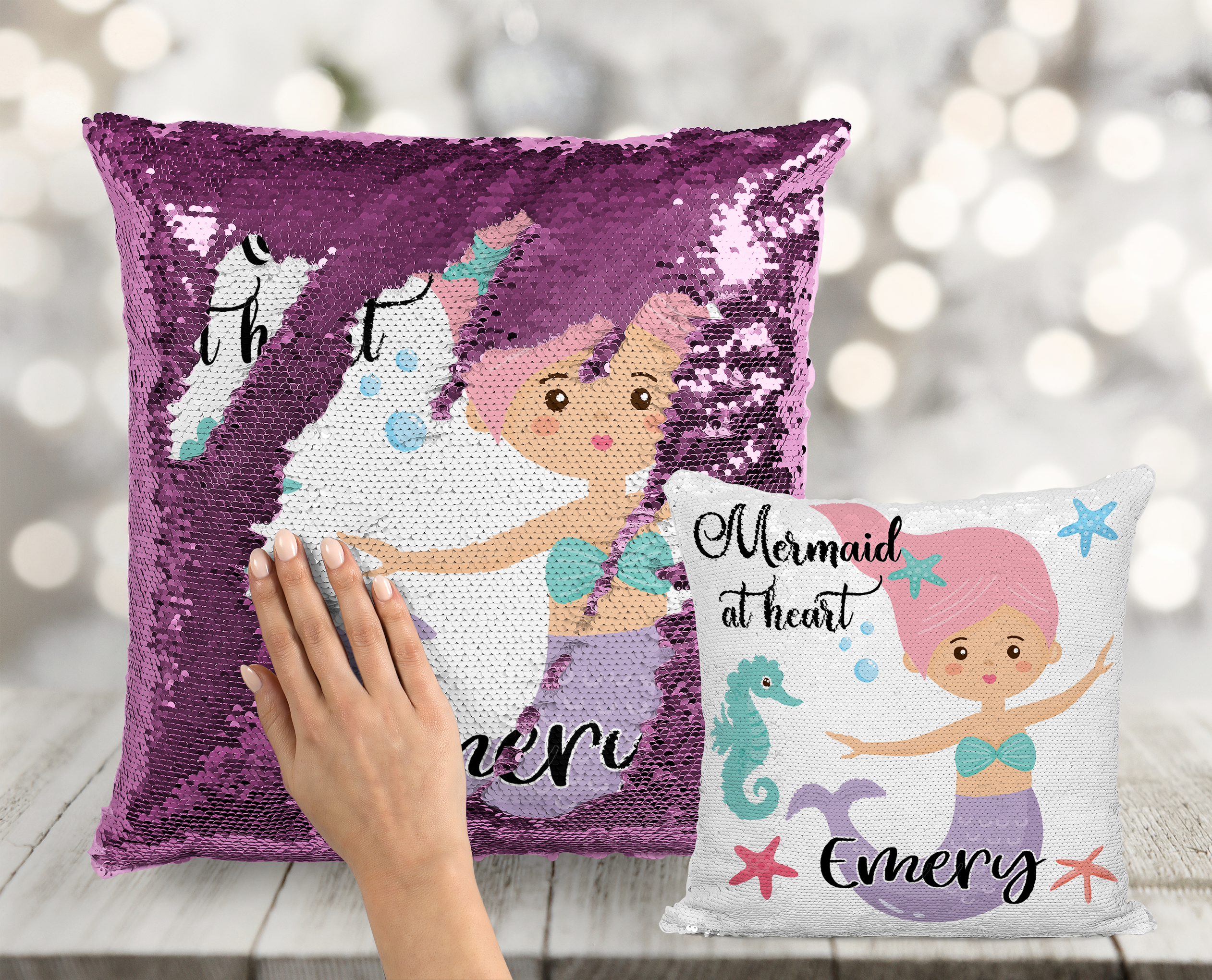 Sequin shop mermaid pillow